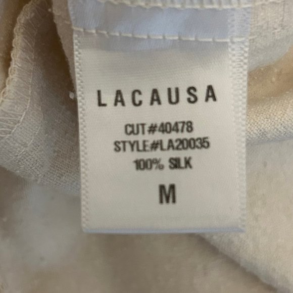 LACAUSA Silk Overalls in Natural, size M - Picture 7 of 8